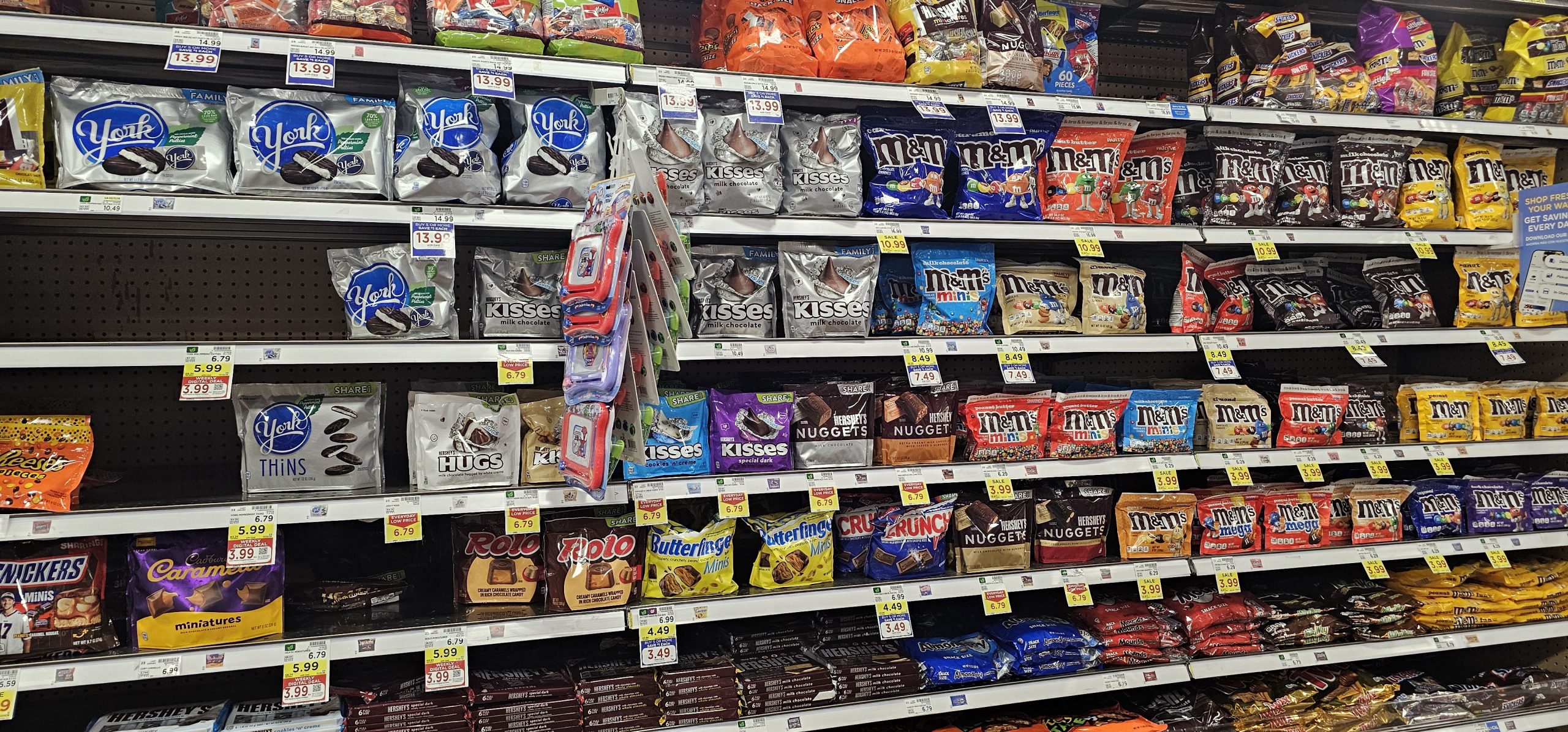 Candy aisle image showing Hershey's standup pouch